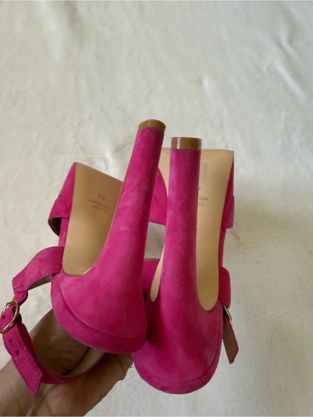 Stuart Weitzman Fuchsia Suede Platform Pumps – Size 6.5